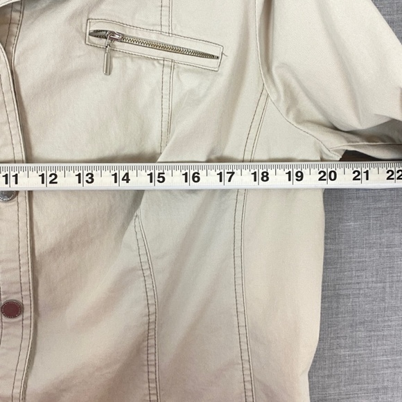 Spring Jacket Womens XL 3/4 Tabbed Sleeves Snap Front Pockets Cotton & Colors - Picture 12 of 13